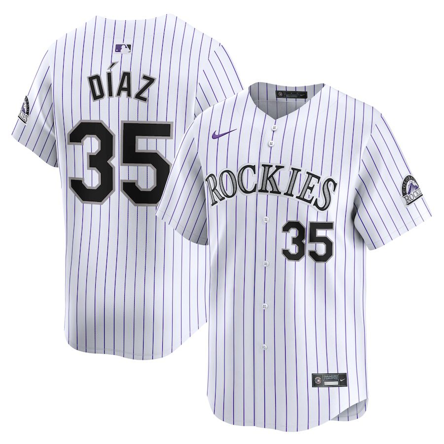 Men Colorado Rockies #35 Elias Diaz Nike White Home Limited Player MLB Jersey->colorado rockies->MLB Jersey